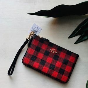 Coach buffalo plaid wristlet